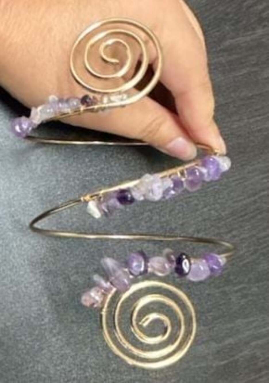 Amethyst Spiral Cuff Bracelet – Natural Crystal Jewelry